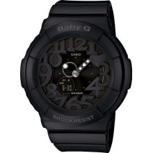 Casio Womens Baby-G Ana-Digi Resin Watch - Black Rubber Strap - Black Dial - BGA131-1BCR