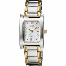 Casio Women's Core BEL100SG-7AV Silver Stainless-Steel Quartz Watch with White Dial