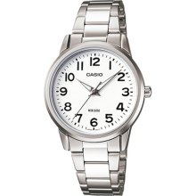 Casio Women's Core LTP1303D-7BV Silver Stainless-Steel Quartz Watch with White Dial