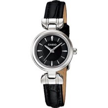 Casio Women's Core LTP1353L-1A Black Leather Quartz Watch with Bl ...