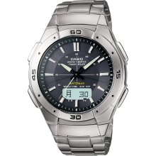 Casio WVA470DJ-1A Men's Waveceptor Ana-Digi Though Solar Atomic Black