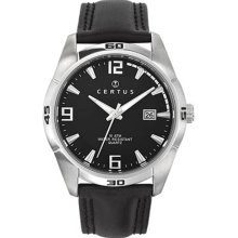 Certus Paris Men's Black Dial Leather Date Watch