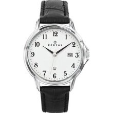 Certus Paris Men's White Dial Leather Date Watch