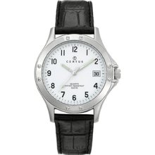 Certus Paris Men's White Dial Leather Date Watch ...
