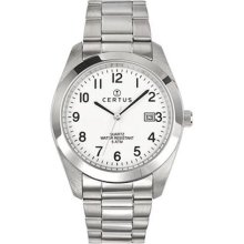 Certus Paris Men's White Dial Stainless Steel Quartz Date Watch ...