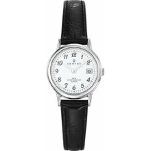 Certus Paris Women's 'Classic' White Dial Black Leather Watch ...