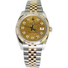 Champagne diamond dial bezel pearlmaster rolex date just watch jubilee - Gold - Metal - 6