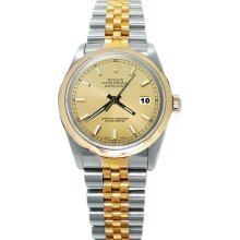 Champagne stick dial rolex date just watch two tone jubilee bracelet - Yellow - Gold