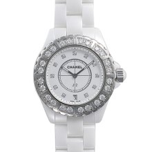 Chanel J12 Diamond Bezel White Ceramic Unisex Watch H2430