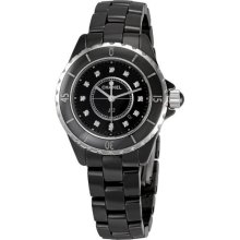 CHANEL J12 Diamonds Black Ceramic Ladies Watch H1625