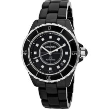 Chanel Watches Women's J12 Black Diamond Automatic Black Dial Black Ce