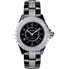 Chanel Women's J12 Jewelry Black & Diamonds Dial Watch H0950