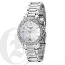 Charles Hubert Premium Ladies White Dial Dress and Sport Watch with Genuine Swarovski Crystals 6726-W