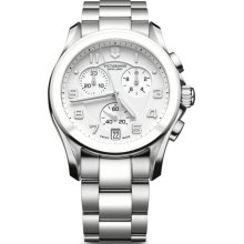 Chronograph Stainless Steel Case And Bracelet Silver Dial Date Display