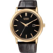 Citizen Brown Eco-Drive Rose Gold Tone Date Strap Watch
