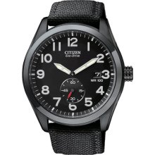 Citizen BV1085-06E Eco-Drive Black Nylon Strap Black Dial Stop Watch