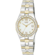 Citizen Eco-drive 24 Diamonds White Dial Two Tone Womens Luxury Watch Ew0484-59a