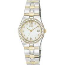 Citizen Eco-drive 24 Diamonds White Dial Two Tone Womens Luxury Watch Ew0484-59a