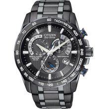 Citizen Eco Drive Black Sapphire Radio Controlled At Chrono Watch At4007-54e