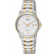 Citizen Eco-Drive Ladies Two-Tone Bracelet Watch White Dial EW1914-56A