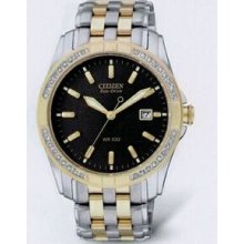 Citizen Eco Drive Men`s 2-tone Wr100 Water Resistant 36 Diamond Watch