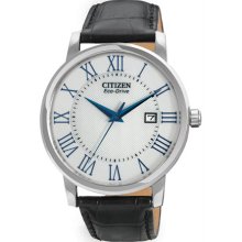 Citizen Eco-Drive Mens Strap Watch - White Dial - Stainless Case BM6758-06A