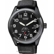 Citizen Eco-Drive Mens Watch Black Dial and Nylon Strap BV1085-06E