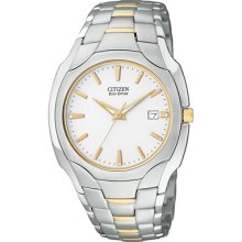 Citizen Eco-Drive Men's Two Tone Watch - Bracelet - White Dial - BM6014-54A