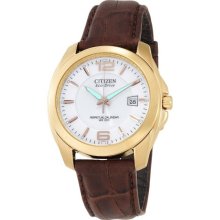 Citizen Eco-drive Perpetual White Dial Leather Wr 200m Mens Watch Bl1223-07a
