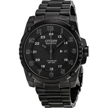 Citizen Eco Drive Stx43 Black Dial Titanium Mens Watch Bj8075-58e