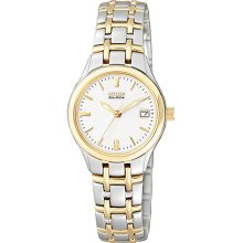 Citizen Eco-Drive Women's Silhouette Sport Two Tone Watch - Bracelet - White Dial - EW1264-50A