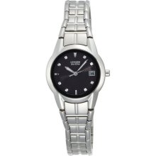 Citizen Ew1410-50e Ladies Watch Stainless Steel Eco-drive Black Dial