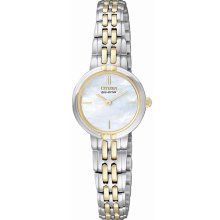 Citizen EX1094-51D Women's Eco-Drive Silhouette Two Tone SS White Dial