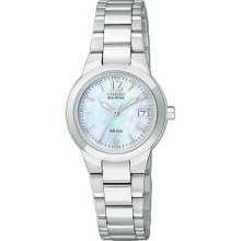 Citizen Ladies Stainless Steel Eco-Drive Silhouette Sport Mother Of Pearl Dial EW1670-59D