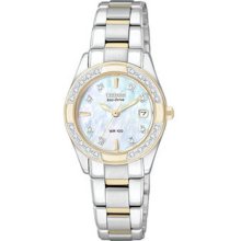 Citizen Ladies Two Tone Regent Sapphire Eco-Drive Diamonds Mother Of Pearl Dial EW1824-57D