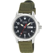 Citizen Men's 180 Eco-Drive Black Dial Cloth Strap BM8180-03E