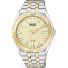 Citizen Mens Corso Two-Tone Champagne Dial Date 100 Meters BM6844-57P