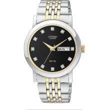 Citizen Men's Dress Crystal Two Tone Stainless Steel Watch Bk4054-53e