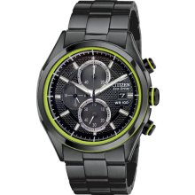 Citizen Men's Drive Chronograph Black Stainless Steel Case and Bracelet Black Dial Date Display CA0435-51E