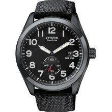 Citizen Men's Eco-Drive Black Nylon Strap Black Dial Stop Watch BV1085-06E