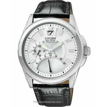 Citizen Mens Eco-Drive Dual Time White/Gray Dial Stainless BR0120-07A