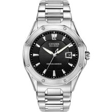 Citizen Mens Signature Series Eco-Drive Perpetual Calendar Analog Stainless Watch - Silver Bracelet - Black Dial - BL1270-58E