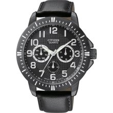 Citizen Quartz Day-date Sports Black Dial Men's Leather Watch Ag8315-04e