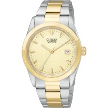 Citizen Quartz Mens Analog Stainless Watch - Two-tone Bracelet - Gold Dial - BK1414-56P