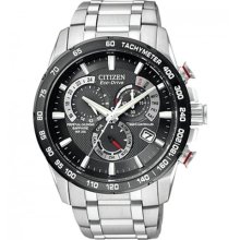 Citizen Stainless Steel Black Dial Eco-Drive Chronograph
