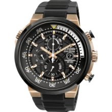 Citizen Watch, Mens Chronograph Eco-Drive Endeavor Black Polyurethane