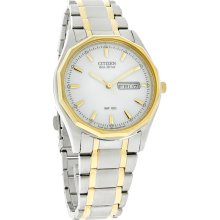 Citizen Watch, Mens Eco-Drive Two Tone Stainless Steel Bracelet 37mm B