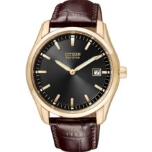 Citizen Watch, Mens Eco-Drive Brown Leather Strap 40mm AU1043-00E