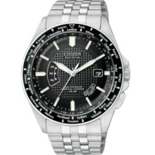 Citizen Watch, Mens Eco-Drive World Time Stainless Steel Bracelet 45mm