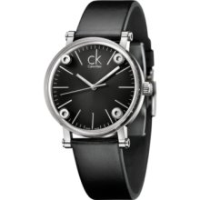 ck Calvin Klein Watch, Womens Swiss Cogent Black Leather Strap 36mm K3